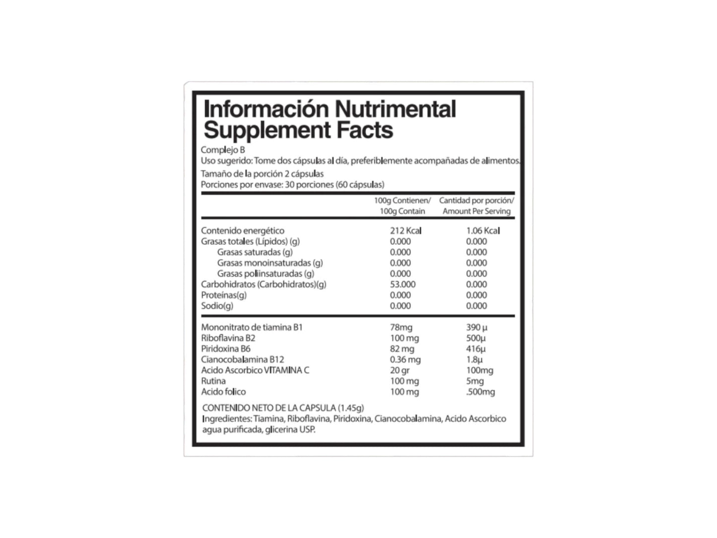 ALPHA NUTRITION B500 COMPLEJO B + VITAMINA C PLUS 60CAP