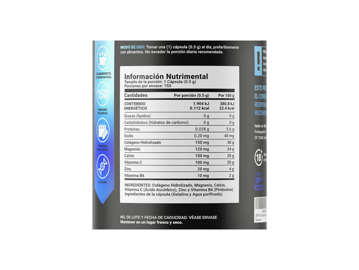 BLIFE ZMA+ (ZINC MAGNESIO VITAMINA B6) 500MG 150CAP
