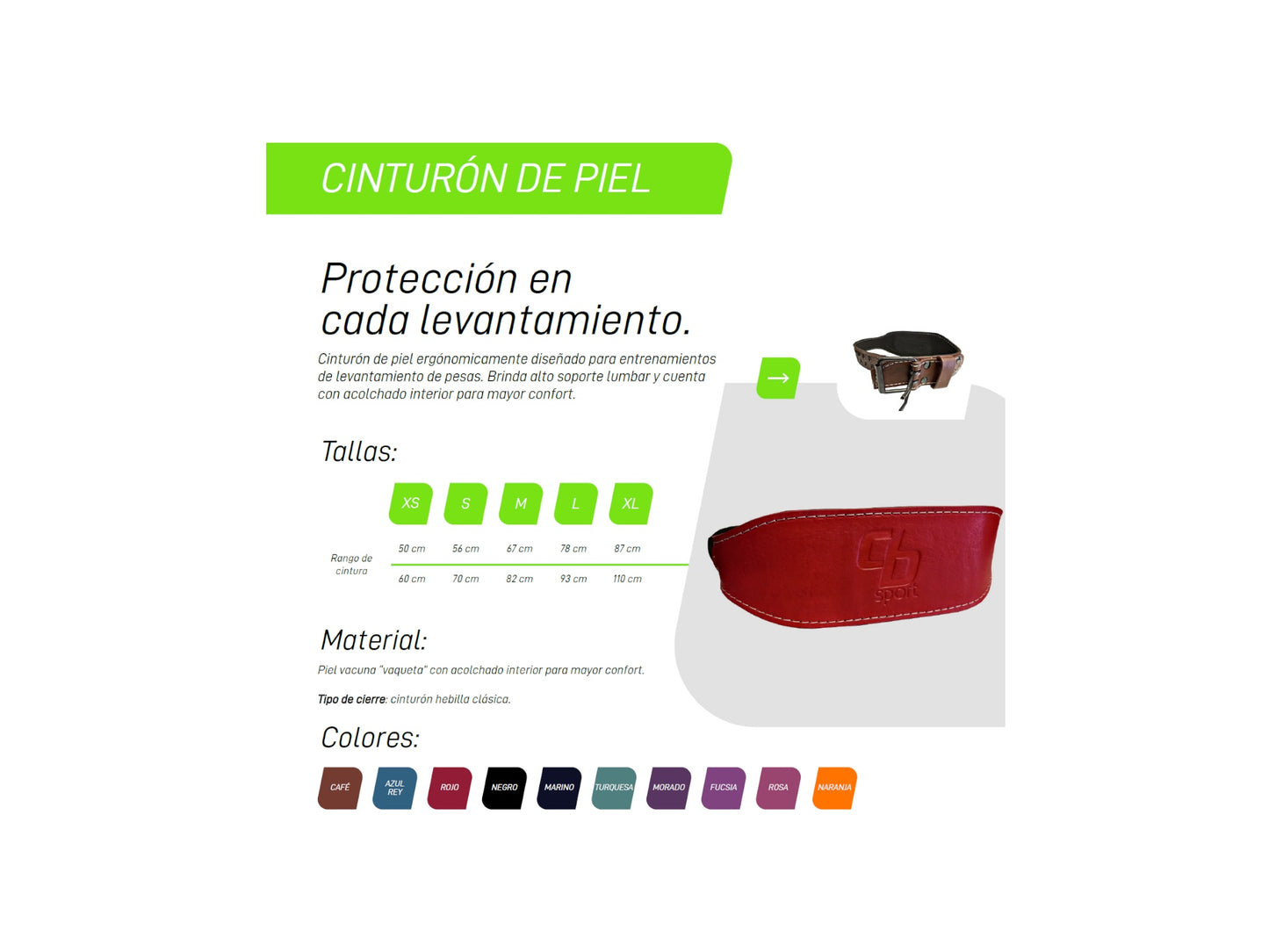 CINTO DE PIEL PARA ENTRENAMIENTO DE FUERZA BARBIE