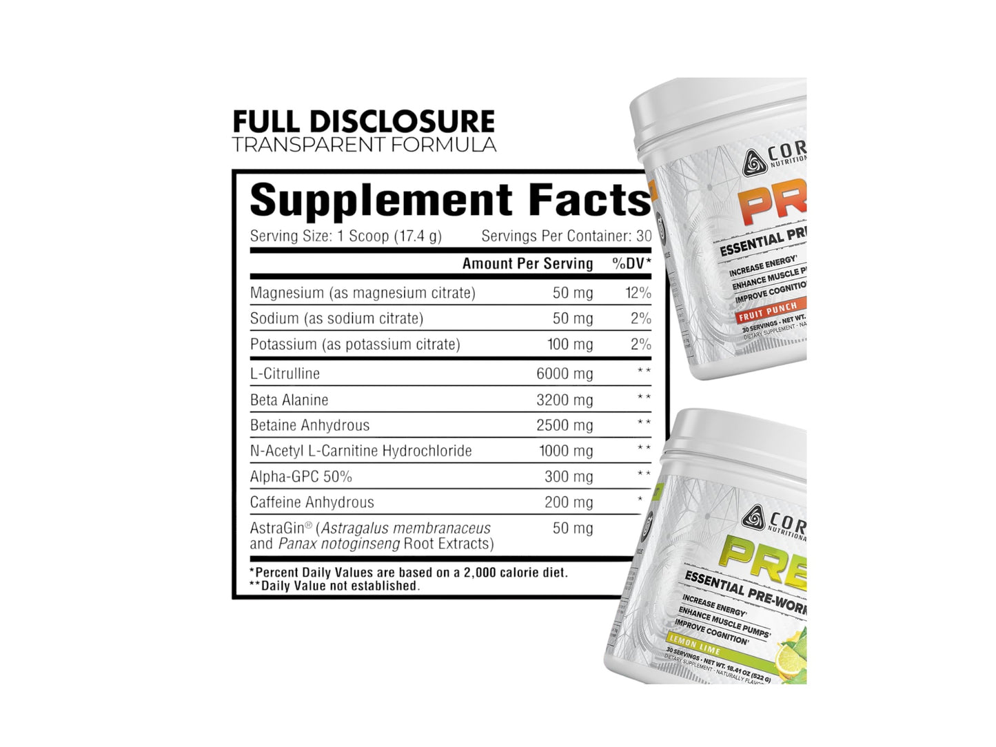 CORE NUTRITIONAL PRE ESSENTIAL PRE-WORKOUT 30SERV