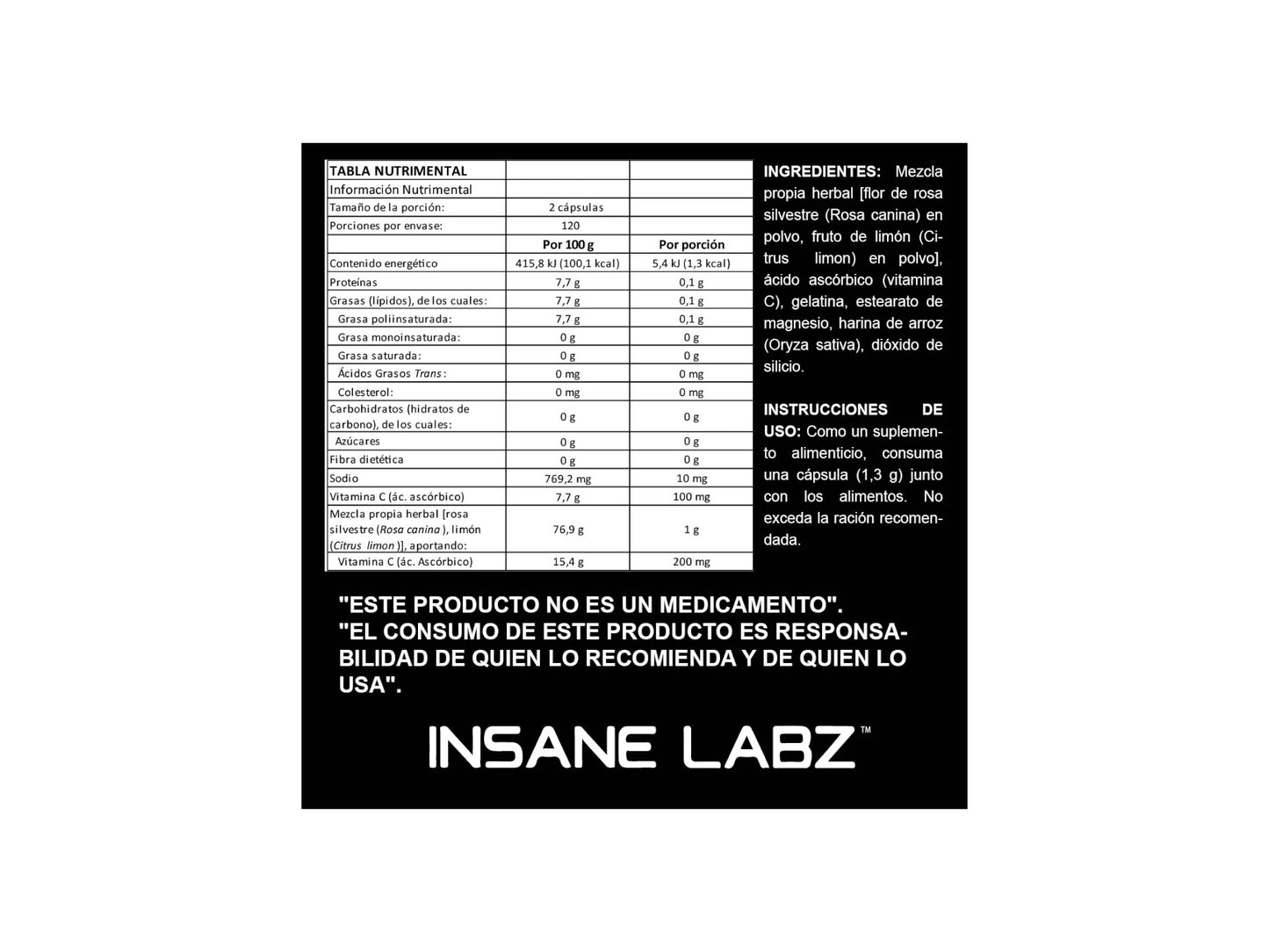 INSANE LABZ ACS VITAMIN C 120CAPS