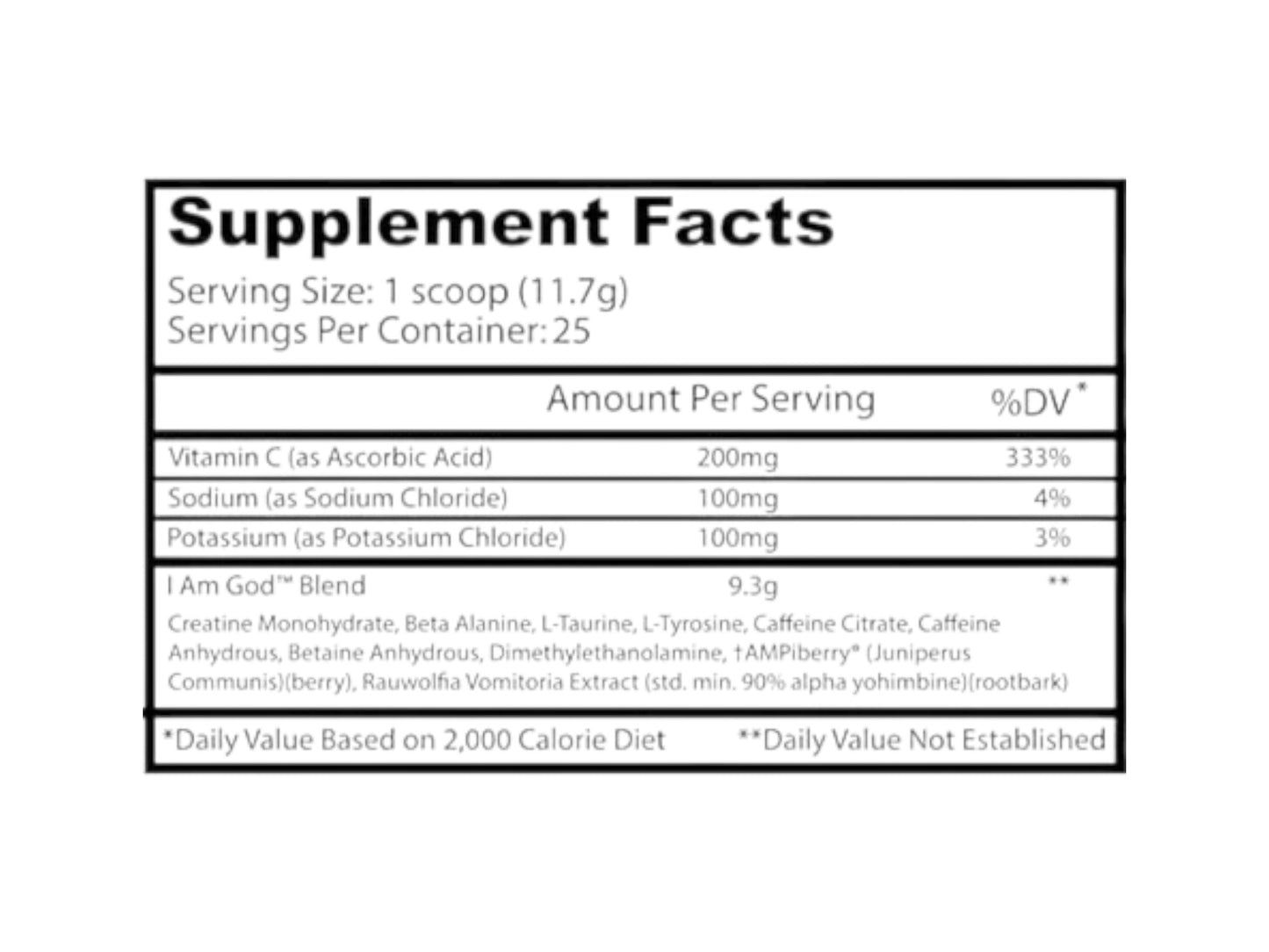 INSANE LABZ PREWORKOUT I AM GOD 25SERV