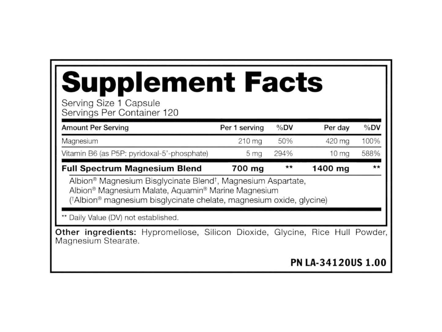 MUTANT MUSCLE MAG MAGNESIUM + B6 120 VEGE-CAPS