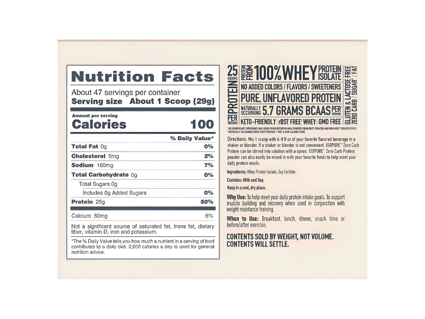 NATURES BEST ISOPURE WHEY PROTEIN ISOLATE UNFLAVORED 3LB