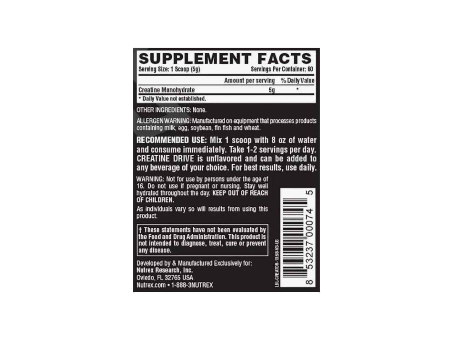 NUTREX CREATINE DRIVE BLACK