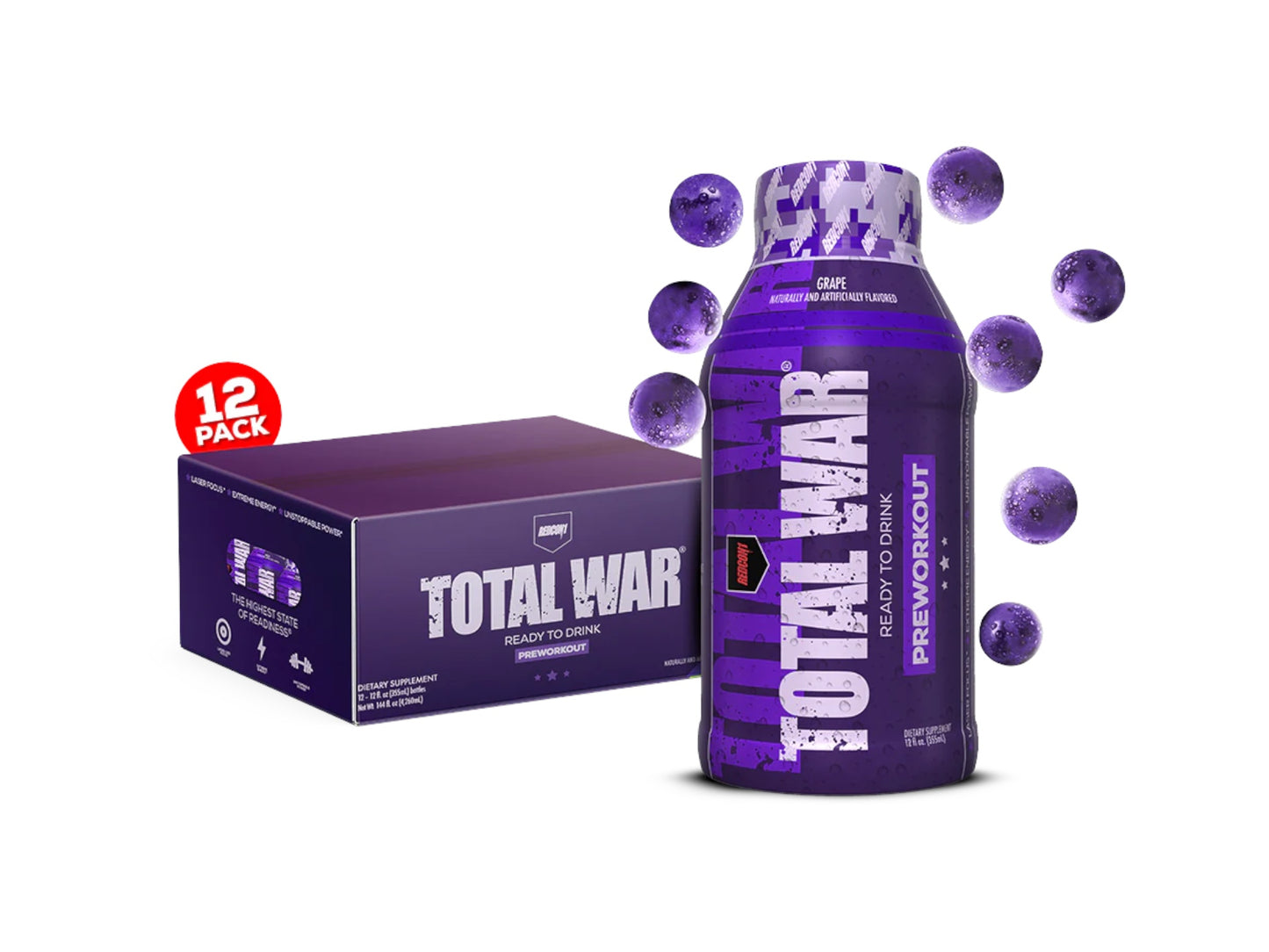 REDCON1 PREWORKOUT TOTAL WAR DRINK 12OZ 12 PACK