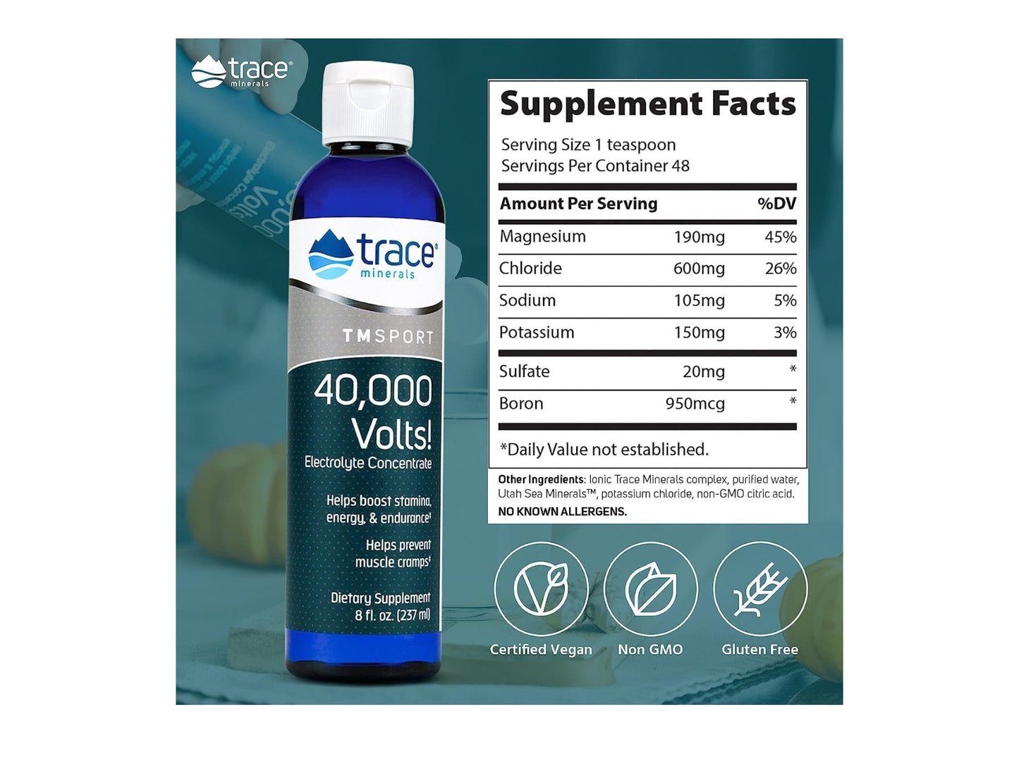 TRACE 40,000 VOLTS ELECTROLYTE CONCENTRATE 8OZ