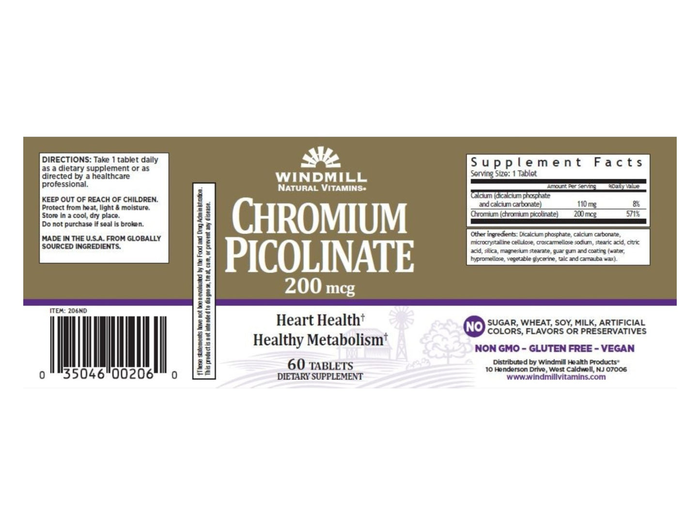 WINDMILL CHROMIUM PICOLINATE 500MG 60TAB