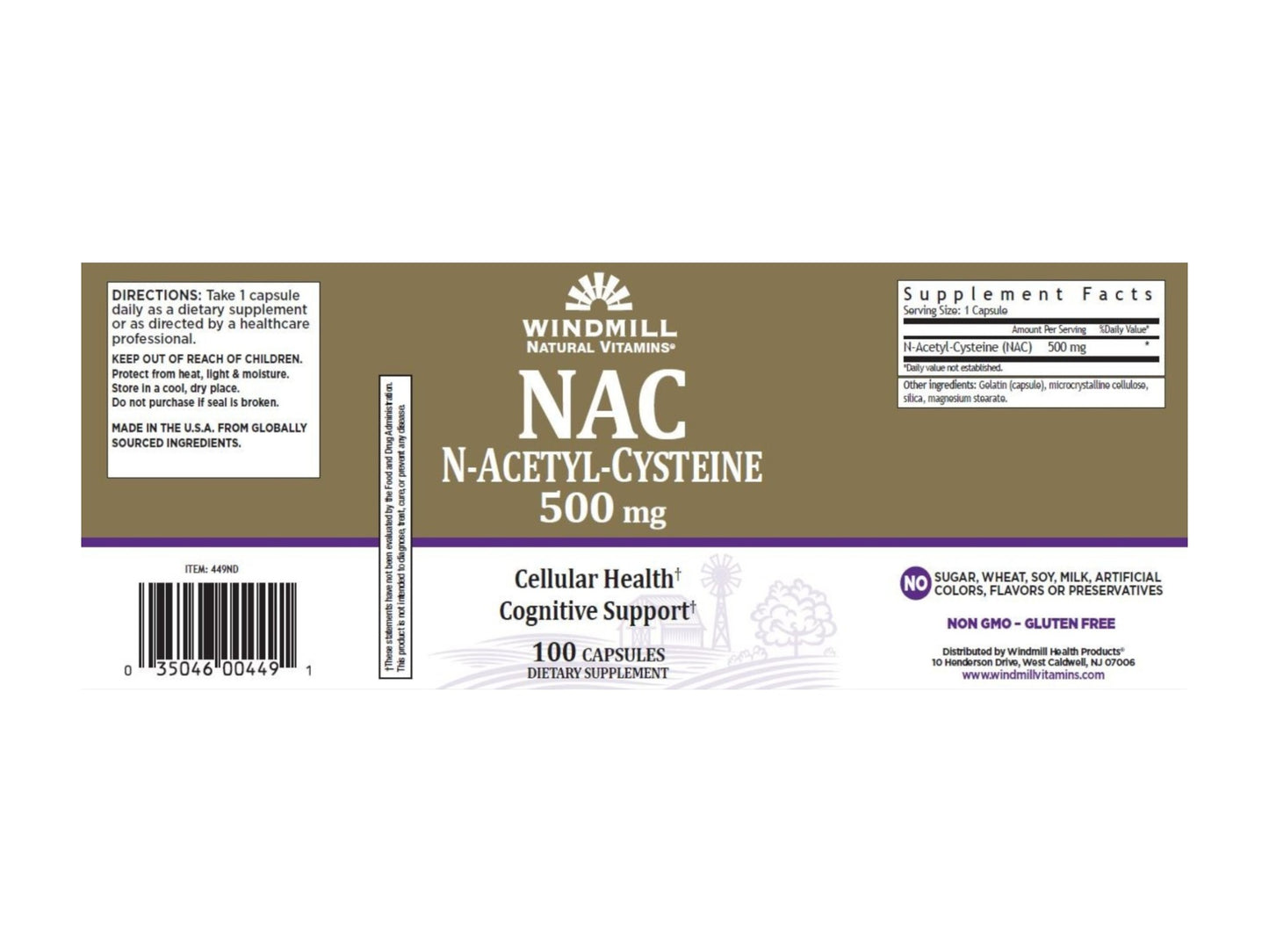 WINDMILL NAC N-ACETYL-CYSTEINE 500MG 100CAPS