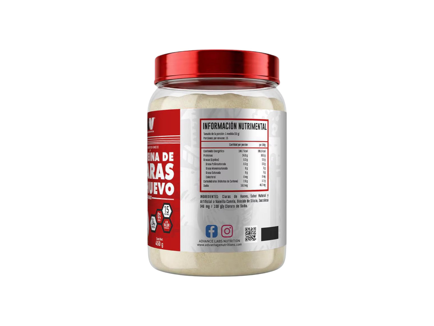 ADVANCE LABS NUTRITION PROTEINA DE CLARAS DE HUEVO DESHIDRATADAS 450GR