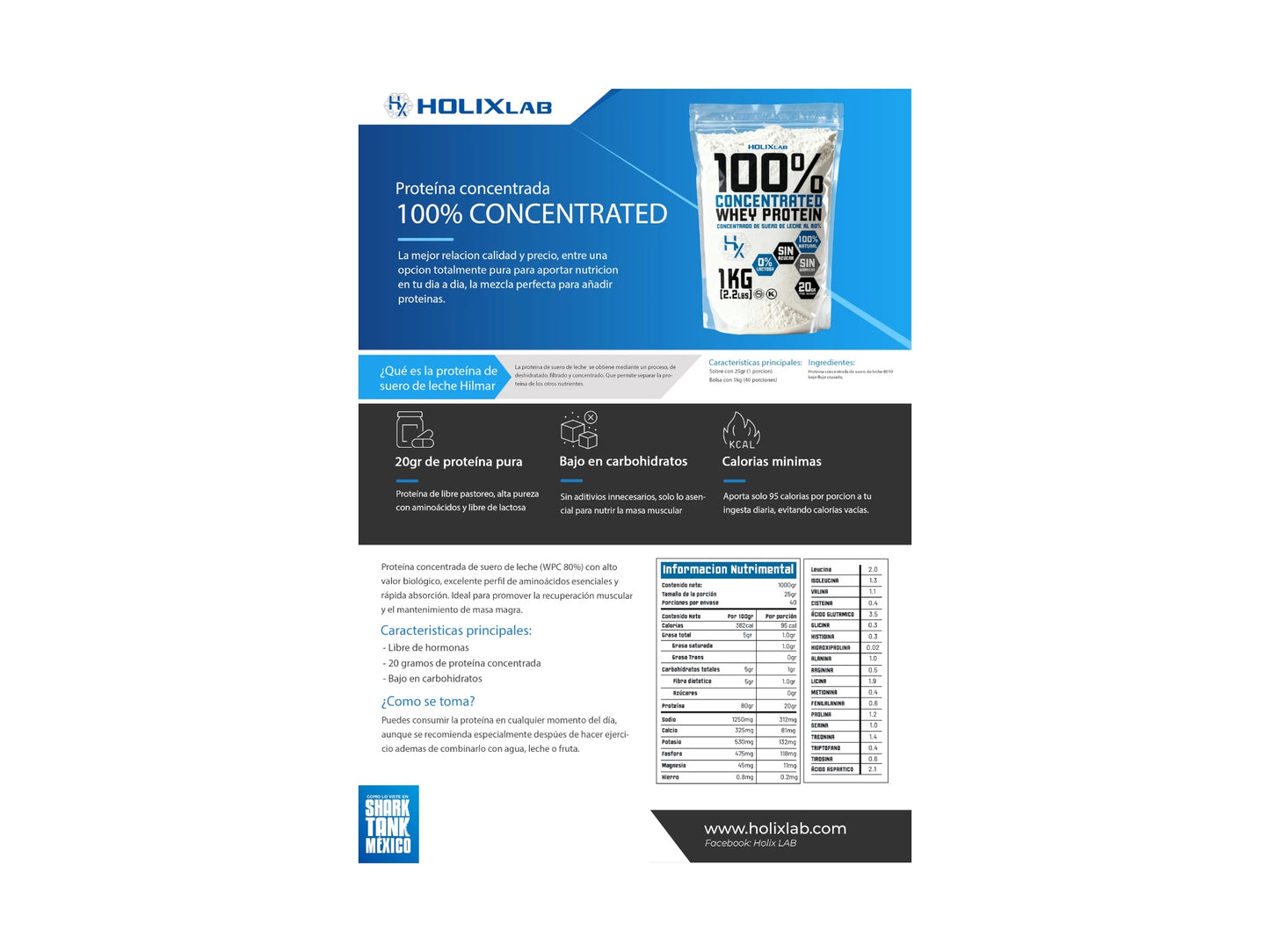 HOLIX LAB 100% CONCENTRATED WHEY PROTEIN 1KG