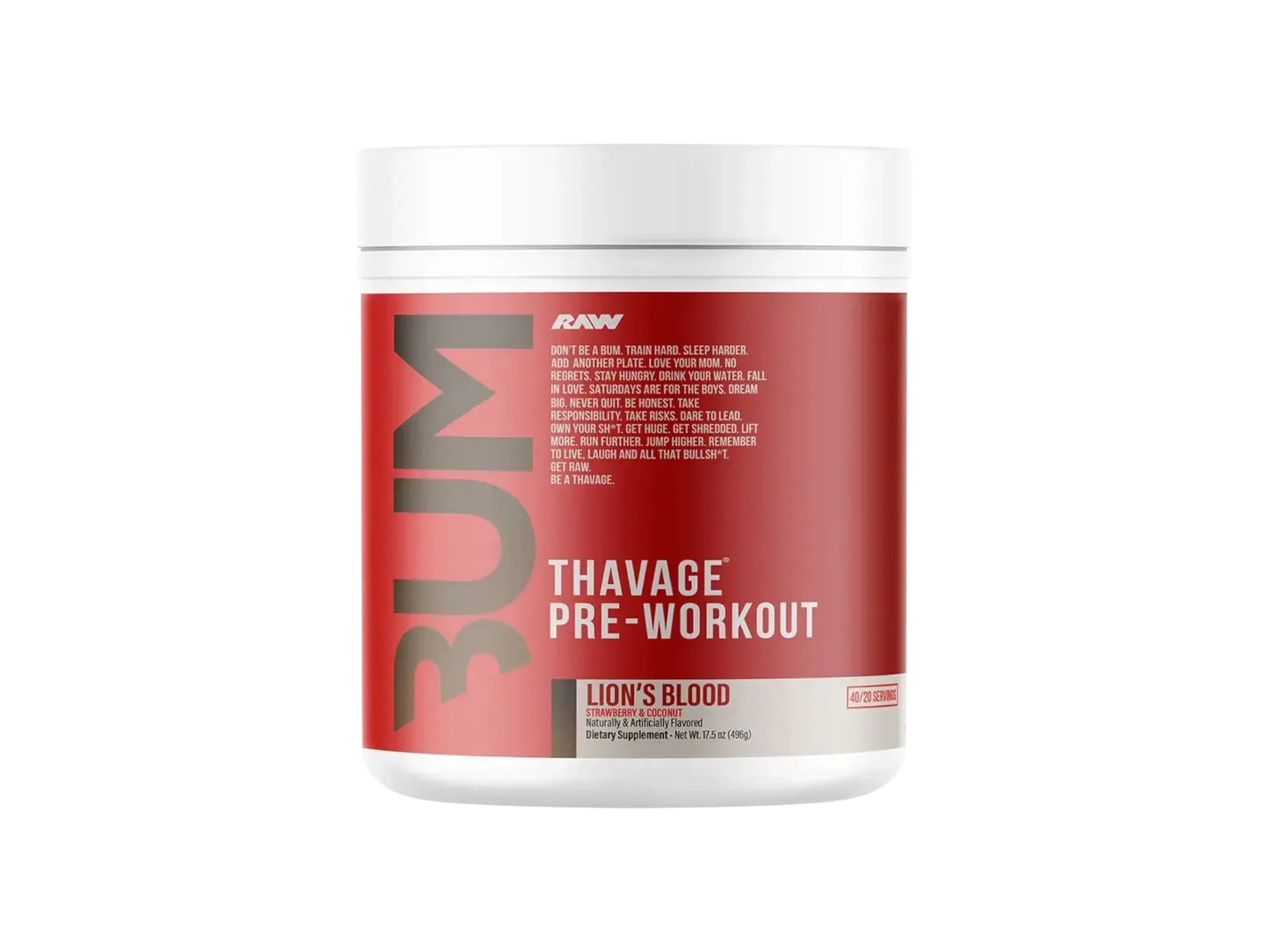 RAW CBUM THAVAGE PRE-WORKOUT 40SERV