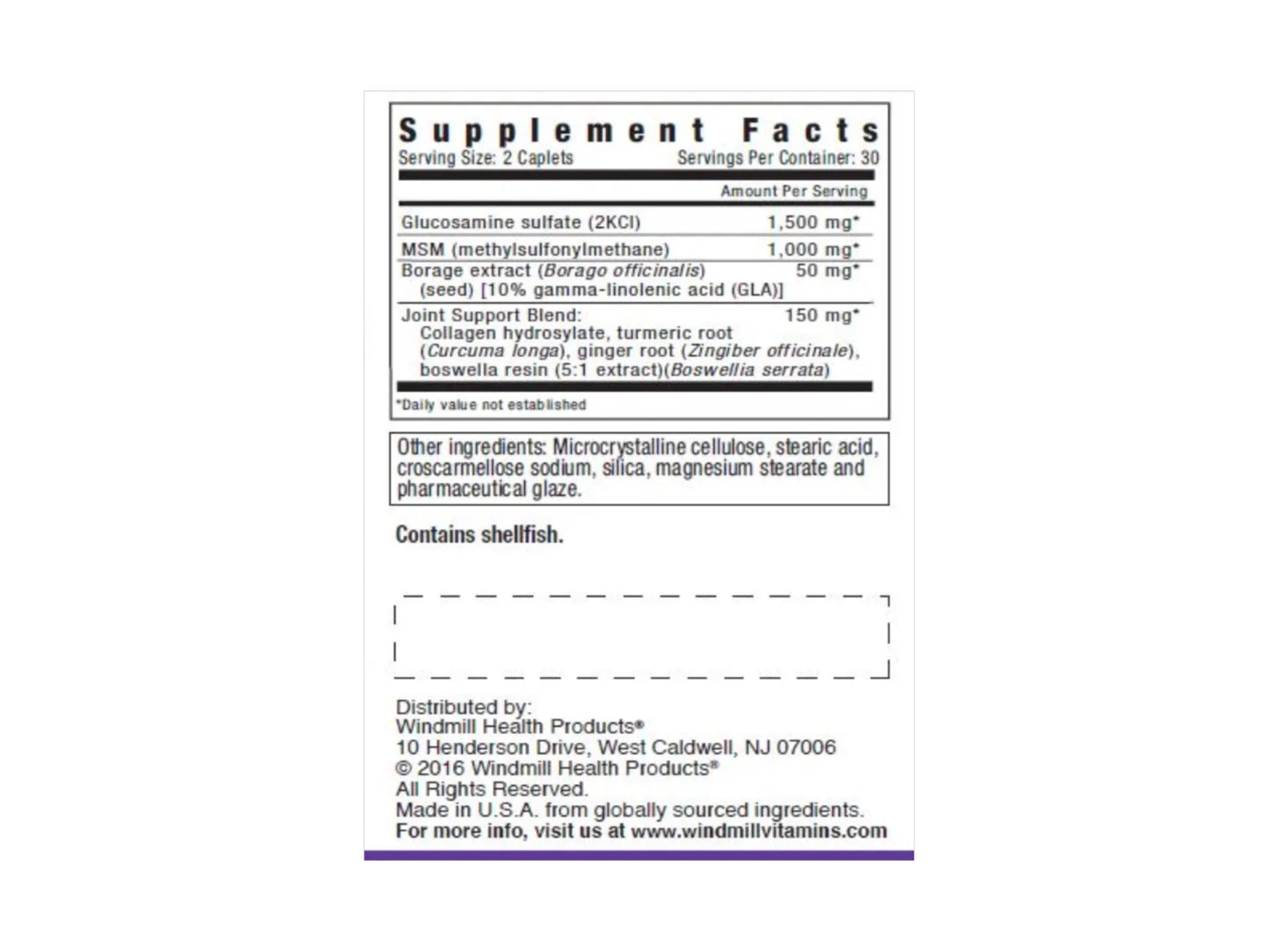 WINDMILL GLUCOFLEX GLUCOSAMINE & MSM 60CAP