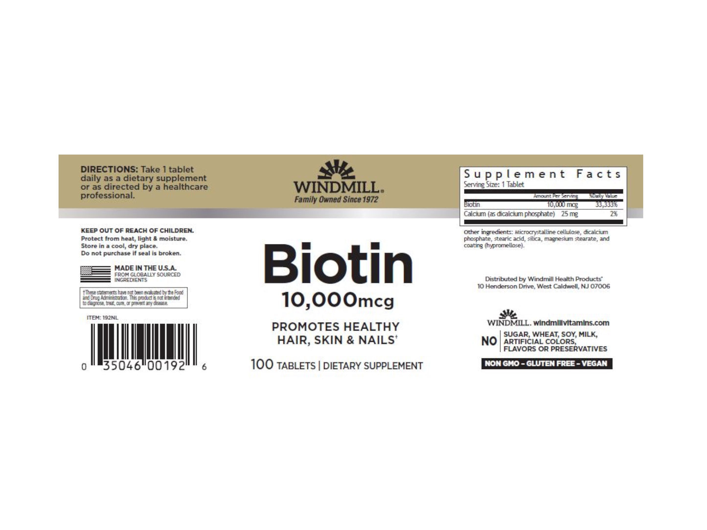 WINDMILL BIOTIN 10000 MCG 100CAPS